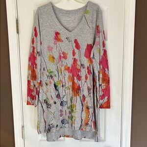 Soft Surroundings Gray Floral Tunic 1X